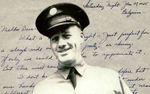 This black and white photo of James G. Smith features him in his military uniform.